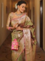 Royal Blue Banarasi Silk Saree with Heavy Gold Zari Border – Luxury Wedding Wear - Image 25