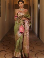 Royal Blue Banarasi Silk Saree with Heavy Gold Zari Border – Luxury Wedding Wear - Image 24
