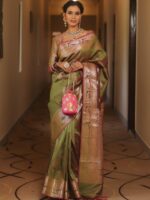 Royal Blue Banarasi Silk Saree with Heavy Gold Zari Border – Luxury Wedding Wear - Image 23