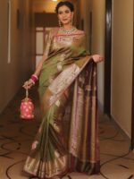Royal Blue Banarasi Silk Saree with Heavy Gold Zari Border – Luxury Wedding Wear - Image 22