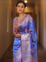Royal Blue Banarasi Silk Saree with Heavy Gold Zari Border – Luxury Wedding Wear - Image 32