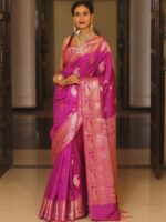 Royal Blue Banarasi Silk Saree with Heavy Gold Zari Border – Luxury Wedding Wear - Image 18